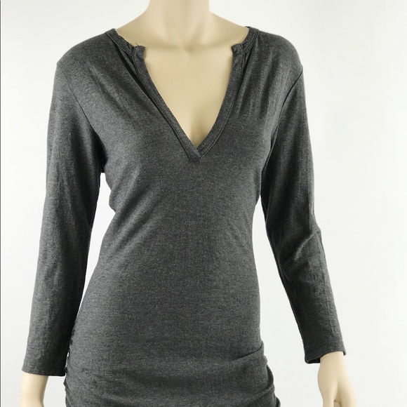 James Perse melange ruched midi dress cotton wool - Picture 6 of 7